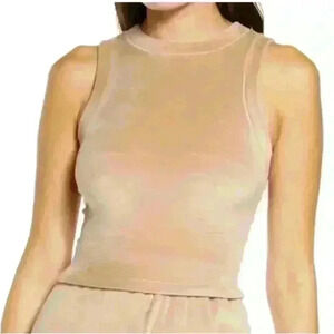 NWT! SKIMS Velour Sleeveless Crewneck Tank In Honey Women's XL